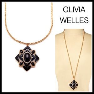 OLIVIA WELLES LONG BLACK PAVE CRYSTAL NECKLACE A2C